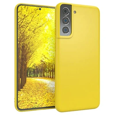 Abbildung von EAZY CASE Handyhülle Silikon mit Kameraschutz kompatibel Samsung Galaxy S21 5G in Gelb, Ultra dünn, Slimcover, Silikonhülle, Hülle, Softcase, Backcover