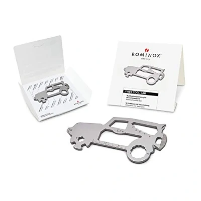 Abbildung von Geschenkartikel: ROMINOX Key Tool // SUV, 19 Funktionen, Keytool Schlüsselanhänger, Edelstahl Multitool inkl. Funktionsbeschreibung, Multifunktionswerkzeug, auf Reisen oder Urlaub