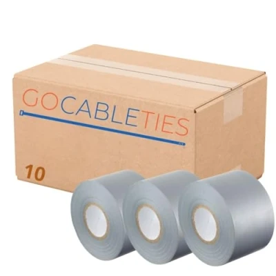 Abbildung von GOCABLETIES Isolierband Grau 10 Rollen 50 mm x 33 m strapazierfähiges, selbstklebendes zum Schutz, Bündeln und Reparieren von Kabeln