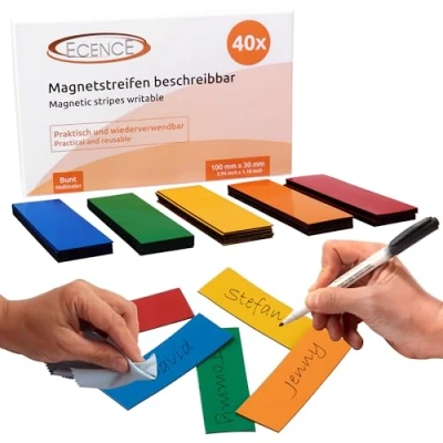 Abbildung von ECENCE Magnet 40 Magnetstreifen beschreibbar Etiketten Magnete (40 St)