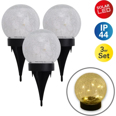 Abbildung von näve LED Solarleuchte &quot;Crackle&quot;, 1 flammig, 3er Set, klar/schwarz, als Tischleuchte oder Erdspieß