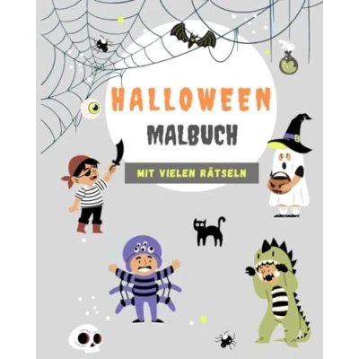 Abbildung von Halloween: Mal und Rätselbuch mit Ausmalbildern, Malen nach Zahlen, Halloween Buchstabensalat, Grusel Labyrinth