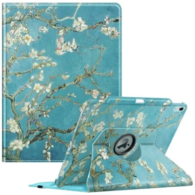 Abbildung von Fintie Hülle für iPad Air 13 Zoll 2024 (Modelle: A2898/A2899/A2900) mit Pencil Halter Schutzhülle Cover 360 Grad drehbarem Ständer und Auto Schlaf/Wach Funktion, Mandelblüten