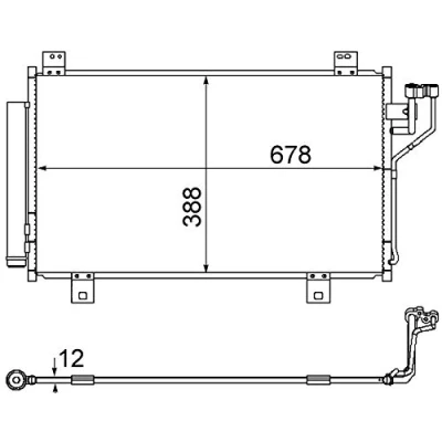 Abbildung von MAHLE ORIGINAL AC 865 000S Klimakondensator mit Trockner 678 MAZDA: 3 Schrägheck, 6 Kombi, Limousine