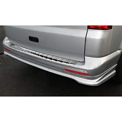 Abbildung von Edelstahl Heckstoßstangenschutz kompatibel mit Volkswagen Transporter T5 2003 2015 (Alle) &amp; T6 / FL 2019 (mit Hecktüren) &#039;Ribs&#039;