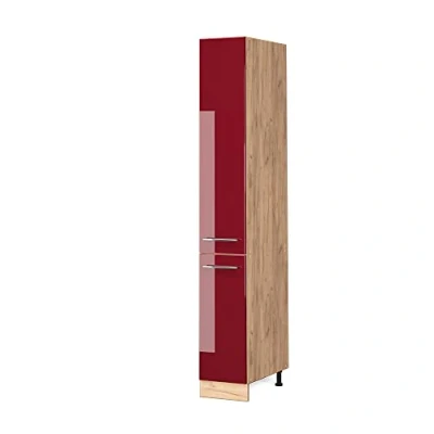 Abbildung von Vicco Apothekerschrank Fame Line, Bordeaux Hochglanz/Goldkraft Eiche, 30 cm