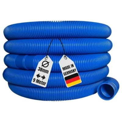 Abbildung von AquaOne Poolschlauch 38mm blau 9 Meter 1 1/2&quot; Hochwertiger Pool Schlauch für Garten &amp; Schwimmbad Solarschlauch Schwimmbadschlauch Saugschlauch Pumpenschlauch Flexibel Wasserschlauch