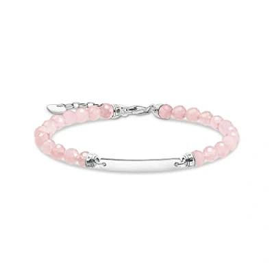 Abbildung von Thomas Sabo Damen Armband Weiße Süßwasserzuchtperlen und Gravur Steg aus 925 Sterling Silber Rosenquarz, Gr. 16cm 19cm, A2042 637 9 L19V
