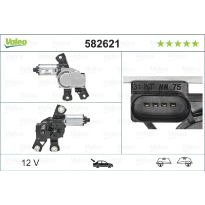 Abbildung von VALEO 582621 Scheibenwischermotor 12 hinten für Links /Rechtslenker VOLKSWAGEN: Golf 6, Polo V Schrägheck, Plus / Crossgolf, SEAT: Alhambra II