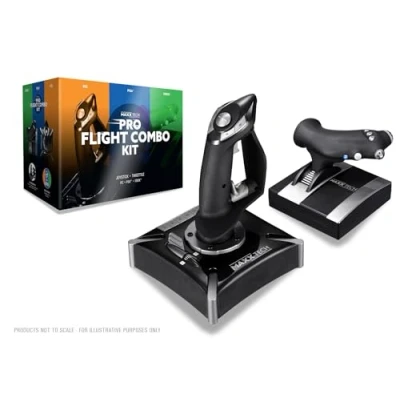 Abbildung von Maxx Tech HOTAS Pro Flight Combo Kit für PC, Xbox &amp; PS4, Joystick 8 Wege HAT Schalter, Schnellfeuer Auslöser, Dreh Ruder Steuerung Schiebeachse