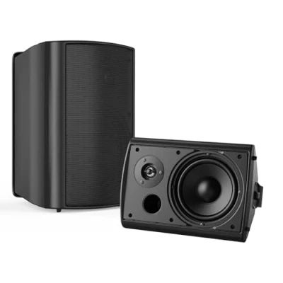 Abbildung von STUDIOFINIX 6,5 Zoll 400 Watt Wasserdicht Außenlautsprecher Outdoor Lautsprecher Bluetooth Wandhalterung Wetterfest für Patio Garage Home (Schwarz)