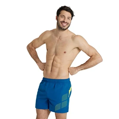 Abbildung von arena Logo Herren Strand und Pool Badeshorts, Badehose aus Schnelltrocknendem Material, mit Seitentaschen Innenslip Mesh