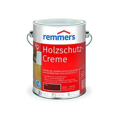 Abbildung von Remmers Holzschutz Creme 3in1 teak, 2,5 Liter, tropffreie Holzlasur für aussen, 3in1: Imprägnierung, Grundierung &amp; Lasur in EINEM Arbeitsgang