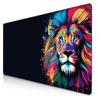 Abbildung von Titanwolf XXXL Übergröße Mauspad 1200x600mm, Gaming Mousepad Groß,120x60 cm Tischunterlage Large Size, verbessert Präzision und Geschwindigkeit XXXL, für Logitech Maus Tastatur, Colour Lion