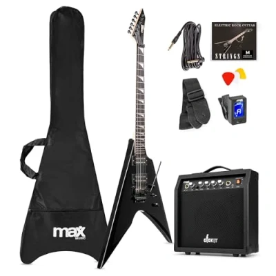 Abbildung von Max GigKit Elektrische Gitarre Komplettset Rock Style Schwarz