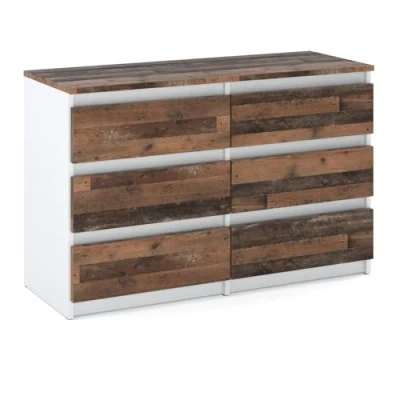 Abbildung von MRBLS Kommode mit 6 Schubladen Sideboard Schubladenschrank Kleiderschrank Modern Möbel für Ihr Schlafzimmer (Weiß Matt Old Style) 100 x 71,5 33,5 cm (B/H/T)