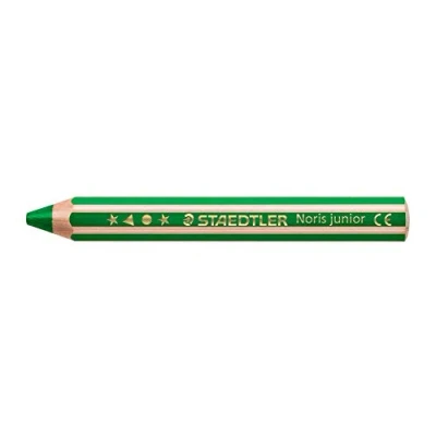 Abbildung von STAEDTLER Kindermalstift Noris Junior 140, Sechskantform, extra bruchsicher, perfekter erster Kindermalstift, 3in1 Bunt Wachsmal und Aquarellstift in einem, 6 Stifte grün, 140 5
