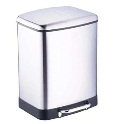 Abbildung von Dirt Devil Tretmülleimer 2 x 12L Mülleimer Fächer Mülltrennsystem Abfalleimer mit Soft Close Herausnehmbarer Inneneimer Edelstahl 36,9 34,3 50,3 CM Silber