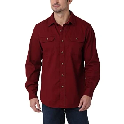 Abbildung von Wrangler Authentics Herren Long Sleeve Classic Woven Shirt Hemd mit Button Down Kragen, Cabernet, Mittel