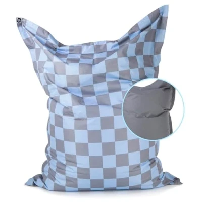 Abbildung von Lumaland Sitzsack XXL Karo für Erwachsene &amp; Kinder Bean Bag mit Karomuster Outdoor Indoor 380 L Riesen Füllung, EPS Perlen wasserfest, abwischbar 140x180 cm