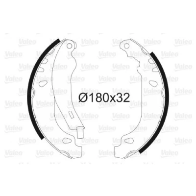 Abbildung von VALEO 562084 Bremsbacken Hinterachse 180 30 ohne Radbremszylinder CITROËN: Xsara Schrägheck, ZX PEUGEOT: 306 Cabrio