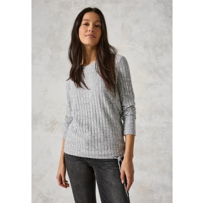 Abbildung von Cecil MIT Struktur Langarmshirt, Damen, Größe: Large, Grau