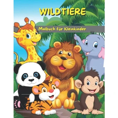 Abbildung von Wildtiere Malbuch für Kleinkinder: Mein erstes Wildtier und Activitybuch Kinder Vorschulkinder Niedliche lustige Ausmalbilder ... Kleinkinder im Alter von 2 4 3 5