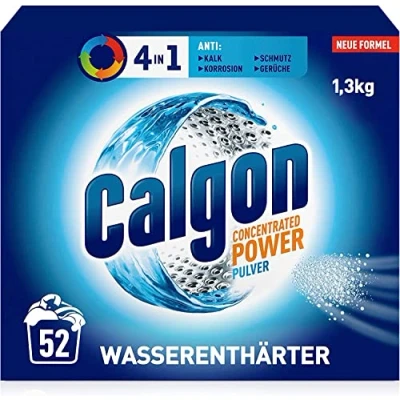 Abbildung von Calgon 4 in 1 Power Pulver Wasserenthärter gegen Kalkablagerungen, Schmutz und Korrosion der Waschmaschine Beugt unangenehmen Gerüchen vor 2 x 1,3 kg