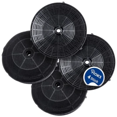 Abbildung von VIOKS Set 4x Kohlefilter für Dunstabzugshauben Ersatz AEG 4055171138 4055217501 Whirlpool 484000008824 Elica CFC0038668 Aktivkohlefilter Dunstabzugshaube Electrolux Abzugshaube Filter