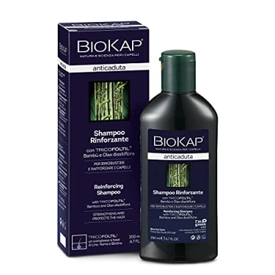 Abbildung von BIOKAP Stärkendes Shampoo 200ml Anti Haarausfall INTENSIVANWENDUNG 99% natürliche Inhaltsstoffe Stärkt &amp; festigt das Haar Bio Bambus Olax dissitiflora Öl Leinsamen Kupfer Biotin