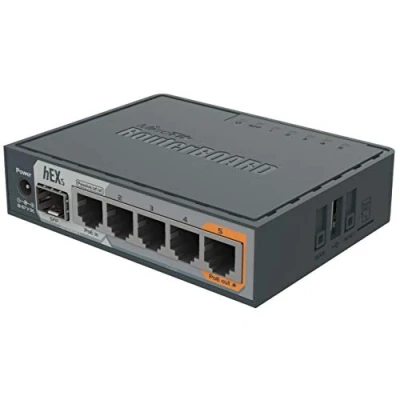 Abbildung von Mikrotik hEX S Ethernet Router, 10, 100,1000 MBit/s, 10/100/1000Base T(X), Schwarz, 256 MB, 11 W, DC