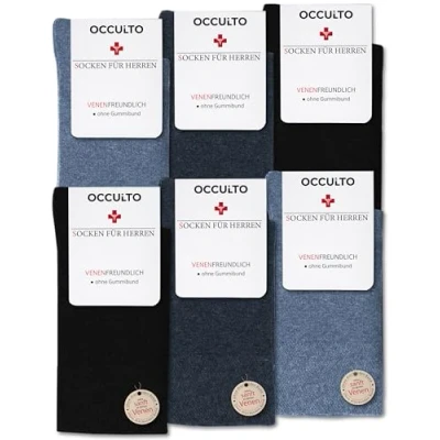 Abbildung von Occulto 6 PACK Diabetiker Socken, Herren, Größe: 39 42, Blau navy schwarz