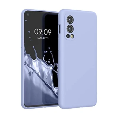 Abbildung von kwmobile Hülle kompatibel mit OnePlus Nord 2 5G Silikon Handy Case Handyhülle weiche Oberfläche kabelloses Laden Hellblau matt
