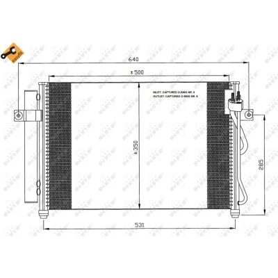 Abbildung von NRF EASY FIT 35630 Klimakondensator mit Trockner, Dichtring 12,9 8,2 Aluminium 500 HYUNDAI: Getz