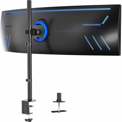 Abbildung von VIVO STAND V100R Monitor Schreibtischhalterung für bis zu 124,5 cm (49 Zoll) ultrabreite Bildschirme, extra hoher, robuster, verstellbarer Ständer, hält 20 kg, Schwarz