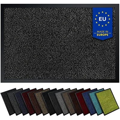 Abbildung von Gentle North Hochwertige Fußmatte grau schwarz 90x150 groß für Innen &amp; Außen Schmutzfangmatte rutschfest, waschbar wetterfest Fussmatte Eingangsbereich Aussenbereich Läufer Flur dünn