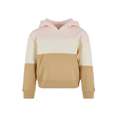 Abbildung von Urban Classics Oversize 3TONE Kapuzenpullover für Kinder, Größe: 122/128, Pink whitesand unionbeige