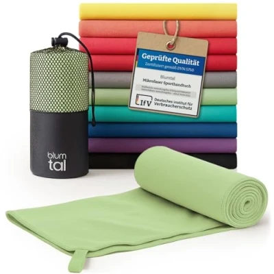 Abbildung von Blumtal Mikrofaser Handtuch 200x100 cm Sporthandtuch aus schnelltrockneder Fitness Sport groß schnelltrocknend Reisehandtuch Gym Towel Grün