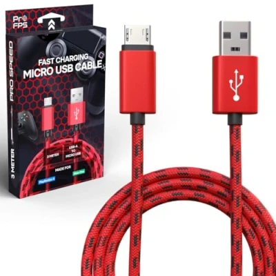 Abbildung von ProFPS 3m Micro USB Kabel für PS4 Controller Ladekabel, 5A Schnell Nylon Geflecht, A auf USB, Aufladekabel &amp; Xbox One, PlayStation 4 Zubehör Pro,