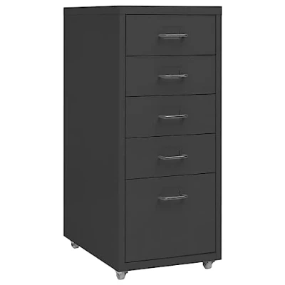 Abbildung von vidaXL Aktenschrank mit Rollen Rollcontainer Bürocontainer Schubladenschrank Büroschrank Metallschrank Schrank Anthrazit 28x41x69cm Metall