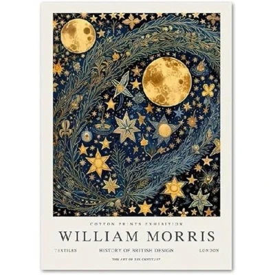 Abbildung von Rikin Liuff William Morris Mond Poster Abstrakte Leinwand Wandkunst Stern Drucke Gemälde für Wohnkultur Bild 40x60cm Kein Rahmen