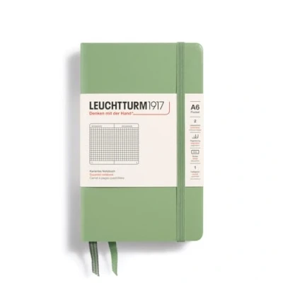 Abbildung von LEUCHTTURM1917 363942 Notizbuch Pocket (A6), Hardcover, 187 nummerierte Seiten, Salbei, Kariert