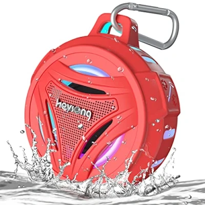 Abbildung von HEYSONG Bluetooth Lautsprecher, Musikbox Tragbarer LED Licht Kabelloser Box mit IPX7 Wasserschutz, Dualen Bass Treibern, 36H Akku, True Wireless Stereo Speaker für Outdoor, Auto, Party, Dusche Rot
