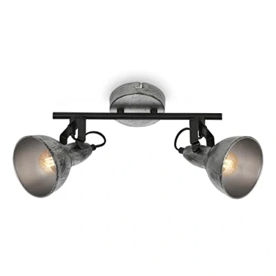 Abbildung von Briloner Leuchten Deckenspot vintage, schwenkbare Deckenlampe retro, Deckenleuchte, 2x E14 Fassung, Silver Crafted, 305x100x180 mm