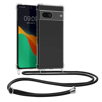 Abbildung von kwmobile Necklace Case kompatibel mit Google Pixel 7 Hülle Silikon Cover Handykette Band Handyhülle Transparent