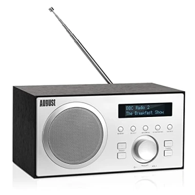 Abbildung von DAB+/FM Radio mit Bluetooth August MB420 Digitales Küchenradio Holzgehäuse RDS Funktion 60 Presets HiFi Lautsprecher 5W Radiowecker Sleeptimer Alarm Snooze USB/Aux In/Aux Out,MB420B,Schwarz