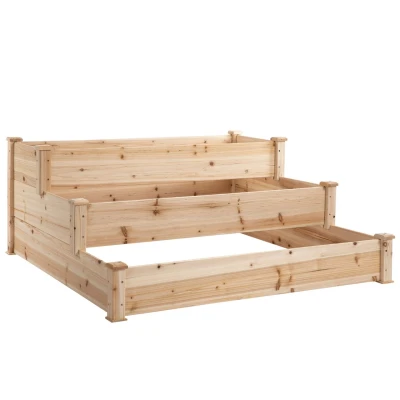 Abbildung von Hochbeet 3 stufige Gartenbeet Pflanzenbeet Kräuterbeet Blumentreppe für Balkon Garten Natur Tannenho