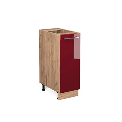 Abbildung von Vicco Apothekerschrank Fame Line, Bordeaux Hochglanz/Goldkraft Eiche, 30 cm ohne Arbeitsplatte