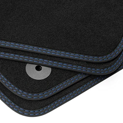 Abbildung von teileplus24 BDV659 Velours Fußmatten Doppelziernaht kompatibel mit VW Golf Plus 5 6 Cross 2005 2014, Naht:2X Blau