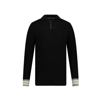 Abbildung von JP1880 Troyer Zippkragen Strickpullover, Herren, Größe: Large, Schwarz